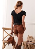 Eco-leather shorts brown 80100 - Online store - Boutique